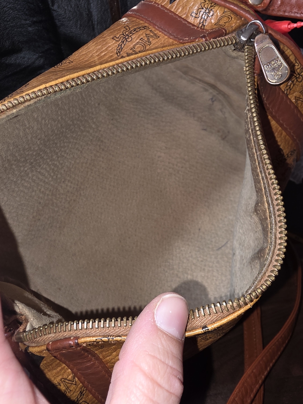 MCM Cognac Visetos Monogram Barrel Crossbody Bag - Picture 11 of 14